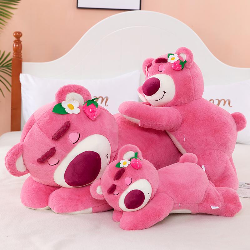 

Strawberry Bear Plush Toy: Long Lying Style Pillow for Girls & Boys 25cm