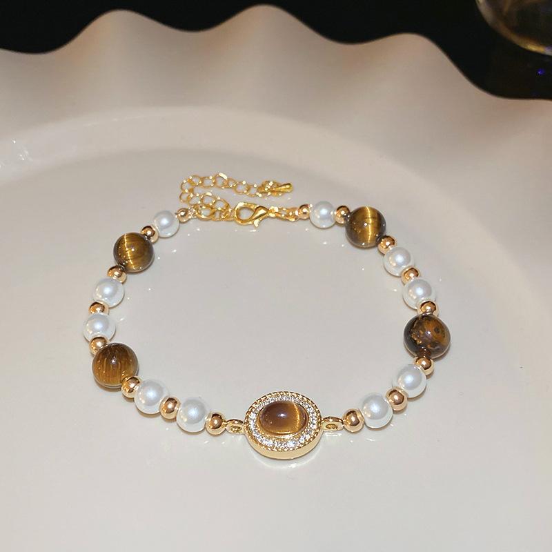 French temperament cold wind zircon star pearl bracelet light luxury bracelet sweet versatile jewelry