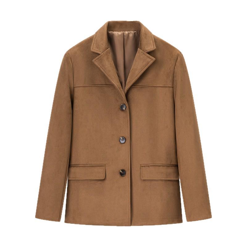 Women's Retro Brown Loose Pocket Long Sleeve Suit Jacket