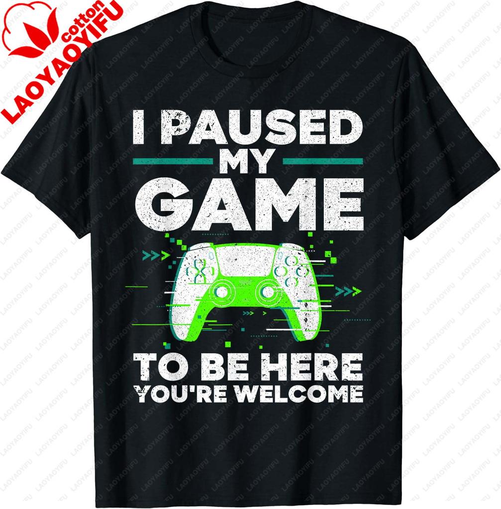 Neuheit Gamer T-Shirt Cooles Videospieler-Shirt für Unisex Jungen Spiel pausiert Sommer Grafik-T-Shirt Lässiges Kurzarm-Gaming-Geschenk Unisex Kleidung