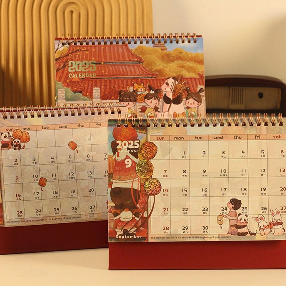 Ancient Style Standing Flip Calendar Daily Monthly Desktop Monthly Calendar  Dekstop  Decor
