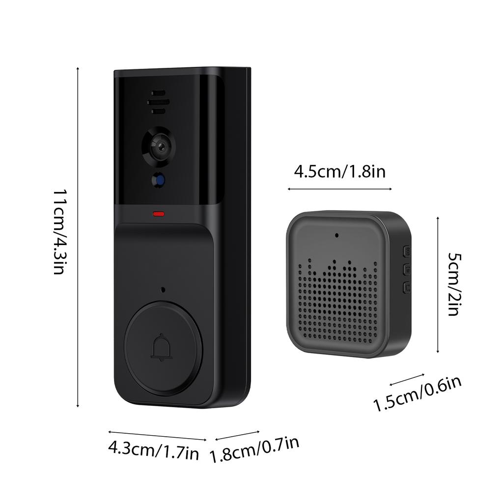 Inteligentny dzwonek do drzwi z kamerą i dzwonkiem na podczerwień, podgląd w nocy, 2,4 GHz, bezprzewodowa kamera wideo WiFi