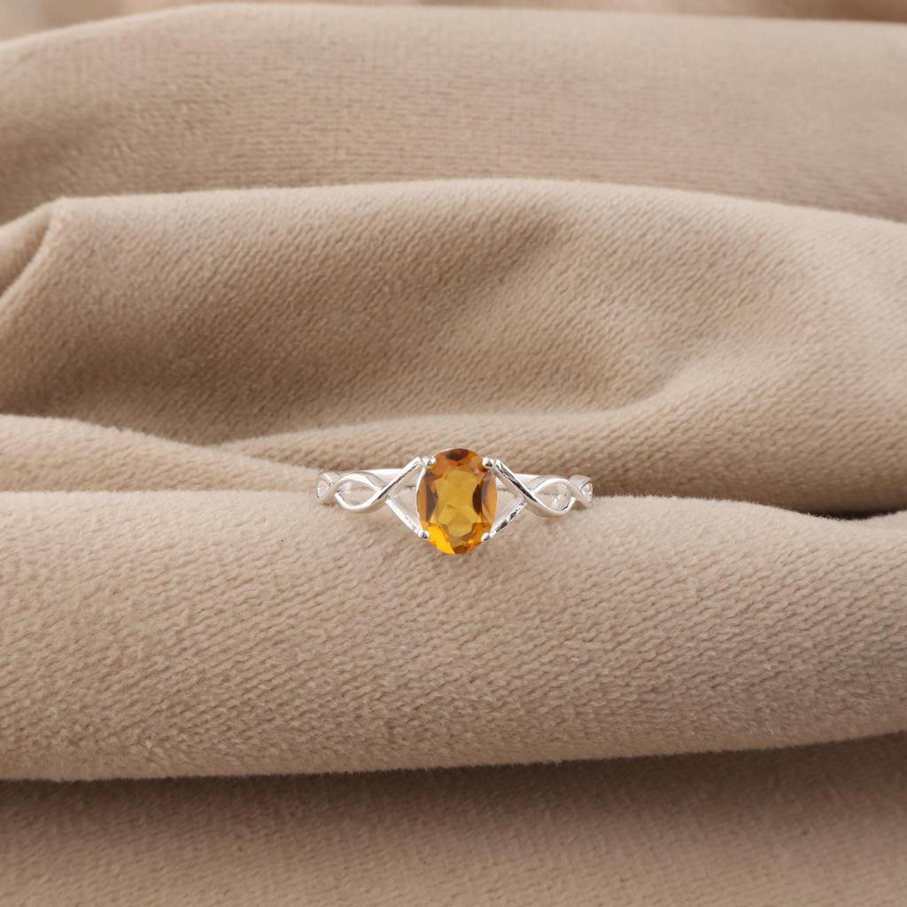 Natural Citrine Gemstone 925 Sterling Silver Jewelry Pretty Ring For Your Love CZR-16-2