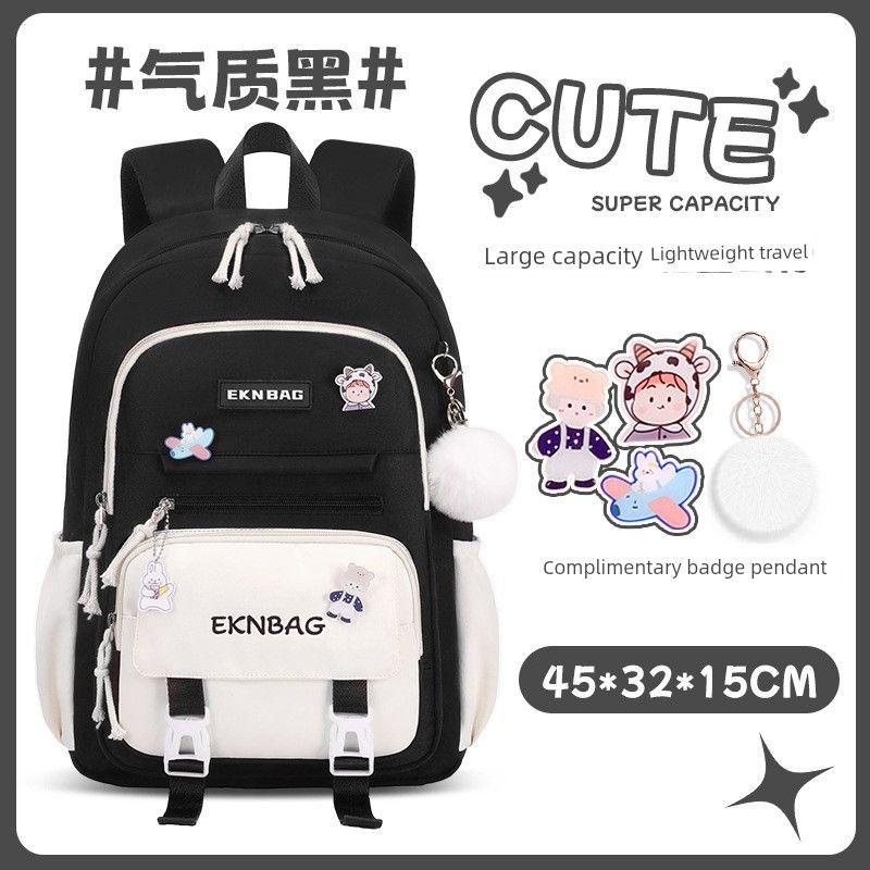 

Schoolbag for Primary School Students Grade 3 to Grade 6 Large Capacity Women s Ultra-Light Good-looking 2025 New Arrival Get Tuition Bag for Girls Black
