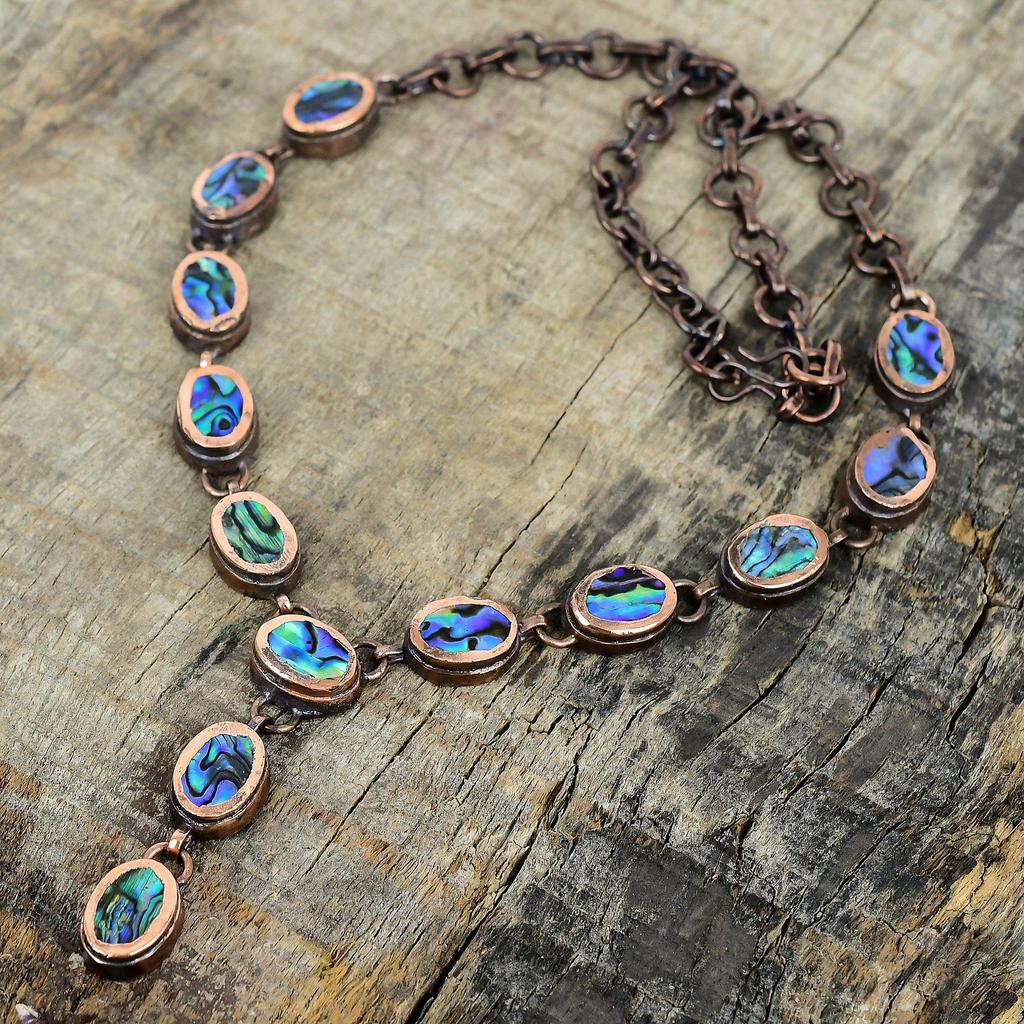 Abalone Muschel Halskette elektrogeformte Kupfer Halskette Edelsteinschmuck verstellbare Kettenhalskette handgefertigter Geburtssteinschmuck Verlobungsgeschenke