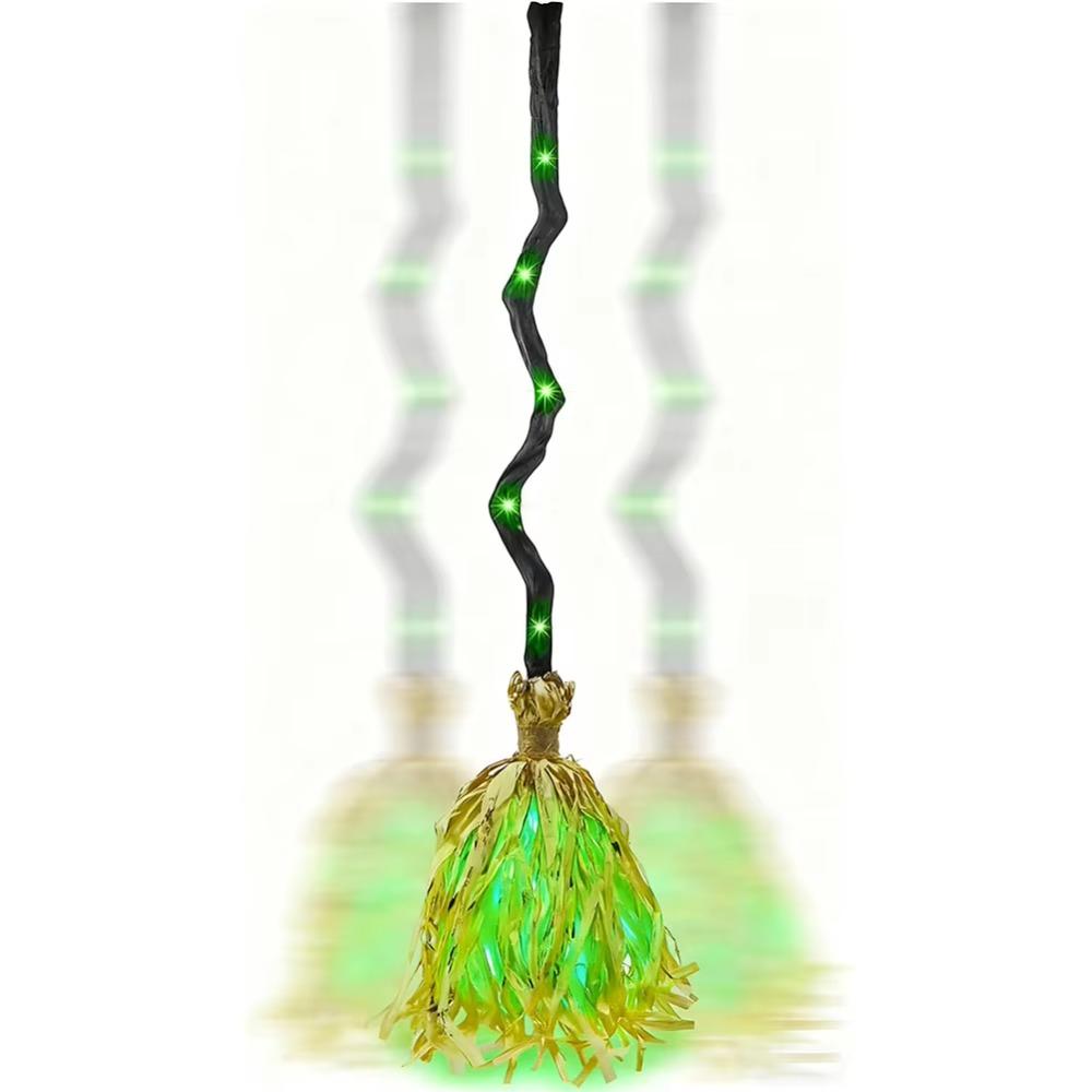 Bendable Stick Animated Dancing Witch Broom Glowing Halloween Party Broom Prop Indoor
