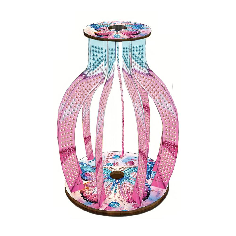 Acrylic Wood Colorful Pattern Diamond Mosaic Rhinestones Vase Diamond Painting 3D Vase Decor for Home Office Decor