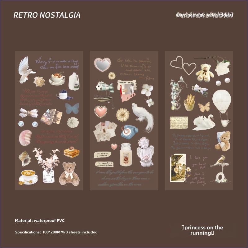 Yuezhen Retro Cute Nostalgic Notebook Stickers – Creative Children's Pet Decor Pack