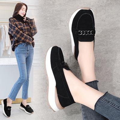 Women's Shoes Autumn Non-slip Soft-soled Mother Women's Slope Heel Thick-soled Single Shoes Muffin Casual Shallow Mouth