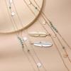 Feather Layered Necklace Fadeless Alloy Feather Pendant Necklace All Matching Multilayer Necklace