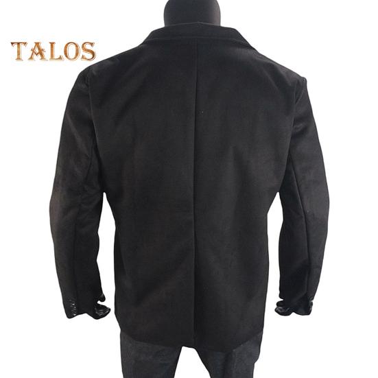 Casual Suit Coat Lapel Long Sleeve Two-Button Regular Fit Suit Jacket with Flap Pockets Short Plush Business Outerwear