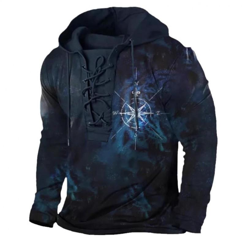 Herren Kapuzenpullover Lockerer Schnitt Mit 3D Digitalem Tierdruck Air Layer Stoff Langarm Freizeit Oberteil Alles