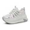 Fashion 7CM Women Spring Summer Air Mesh Shoes Mules Shoes Hollow Chunky Sneaker Slides Sandals Platform Wedge Microfiber Platform Wedge