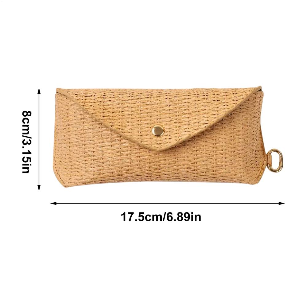

Eye Glass Case Protective Woven Straw Box With Hook Cases For Glasses For Contact Lenses Purse Car Desk Nightstand Drawer Travel жовтий