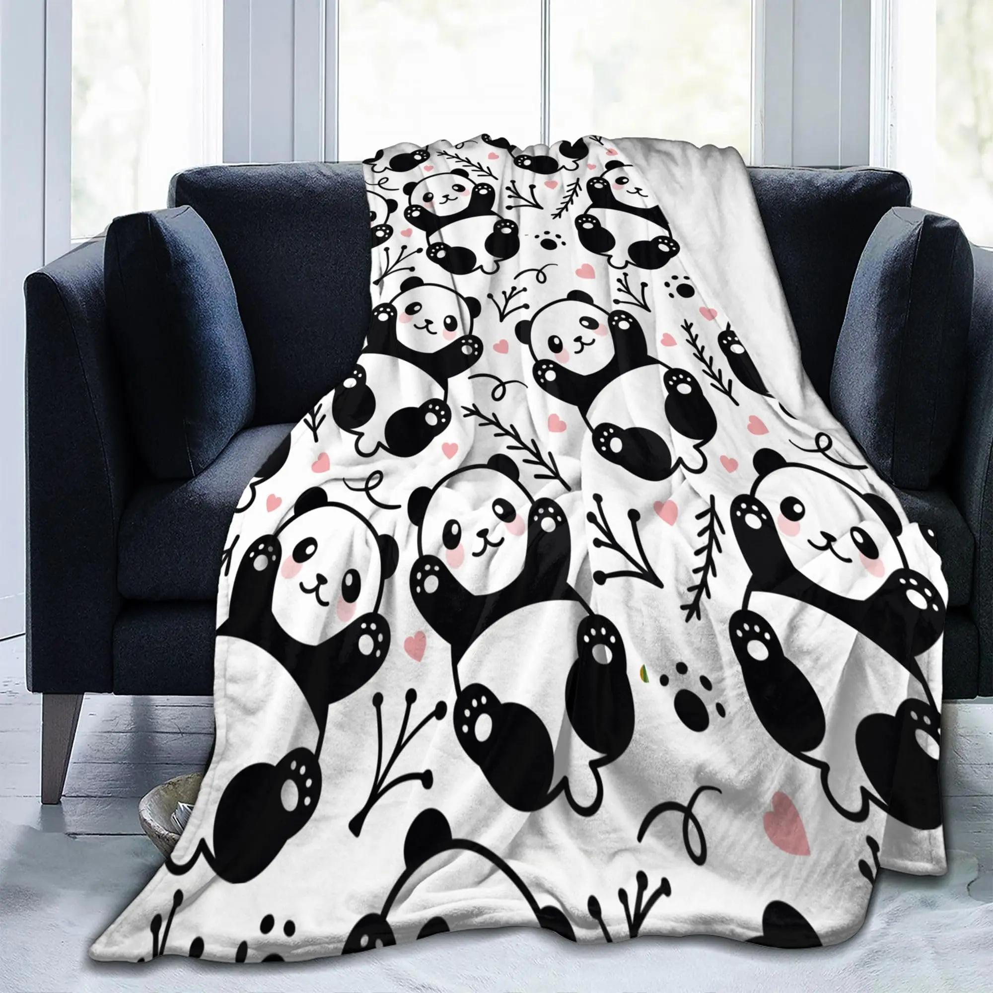 Panda Flanell Takaró Rajzfilm Állat Bolyhos Meleg Dobótakaró Minden Évszakra Ágynemű Kanapé Fotel Lakásavató Dekoráció Ötlet Ajándékok Size: 75*100cm, Weight: 320 GSM