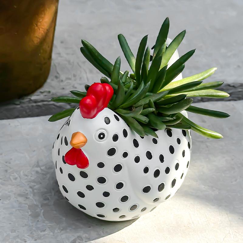 Vaso Fiorito Gallina Maculata Divertente Vaso Fiorito Modello Gallo Carino Fioriera Decorazione Giardino Cortile Fattoria Regalo