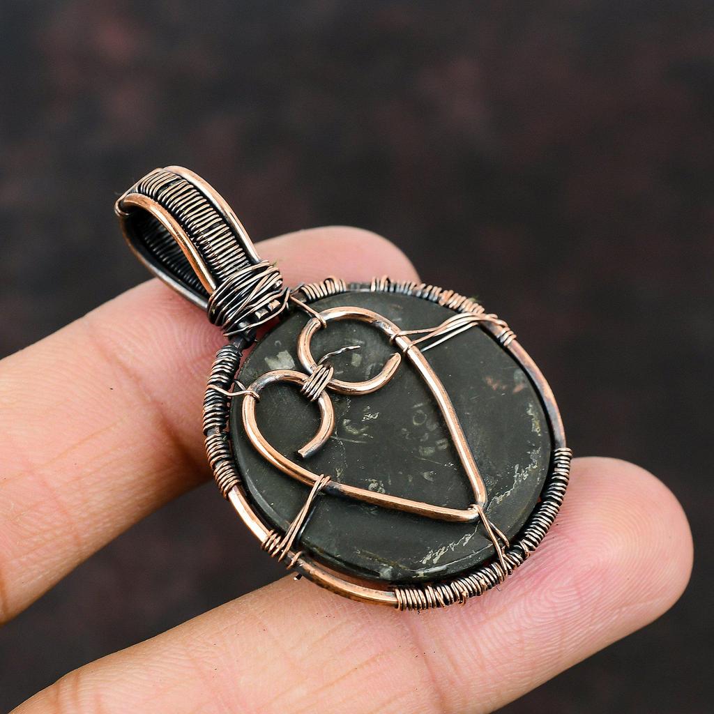 Tree Of Life Moroccan Mud Crack Fossil Pendant Copper Wire Wrapped Pendant Gemstone Handmade Pendant Gift Moroccan Mud Crack Fossil Jewelry