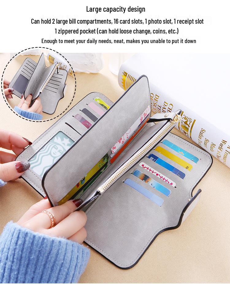 Korean Style Tri-fold Women's Wallet with Multi-card Slots - Frosted Two-tone Fabric