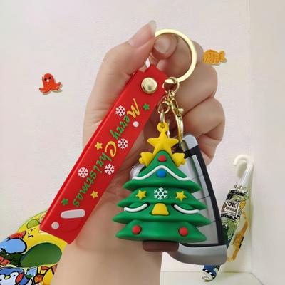 Portachiavi Charm Natalizio Babbo Natale, Renna, Statuette Albero, PVC Cartone Animato Portachiavi Auto, Accessorio per Borsa, Regalo Perfetto per Coppie per le Vacanze