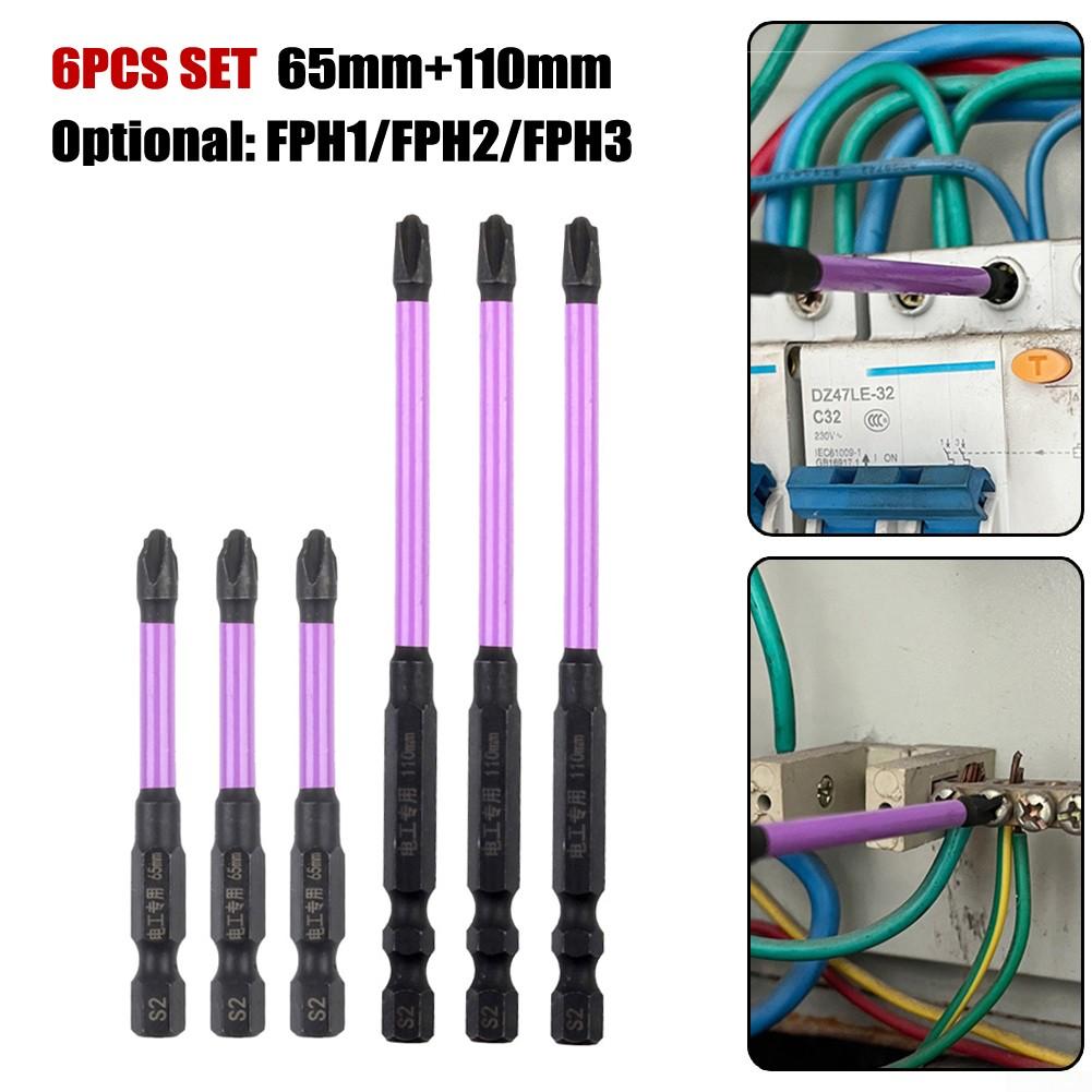 3 x 65 mm + 3 x 110 mm, 6 x Schraubendreher-Bits, FPH1, FPH2, FPH3, Handwerkzeuge