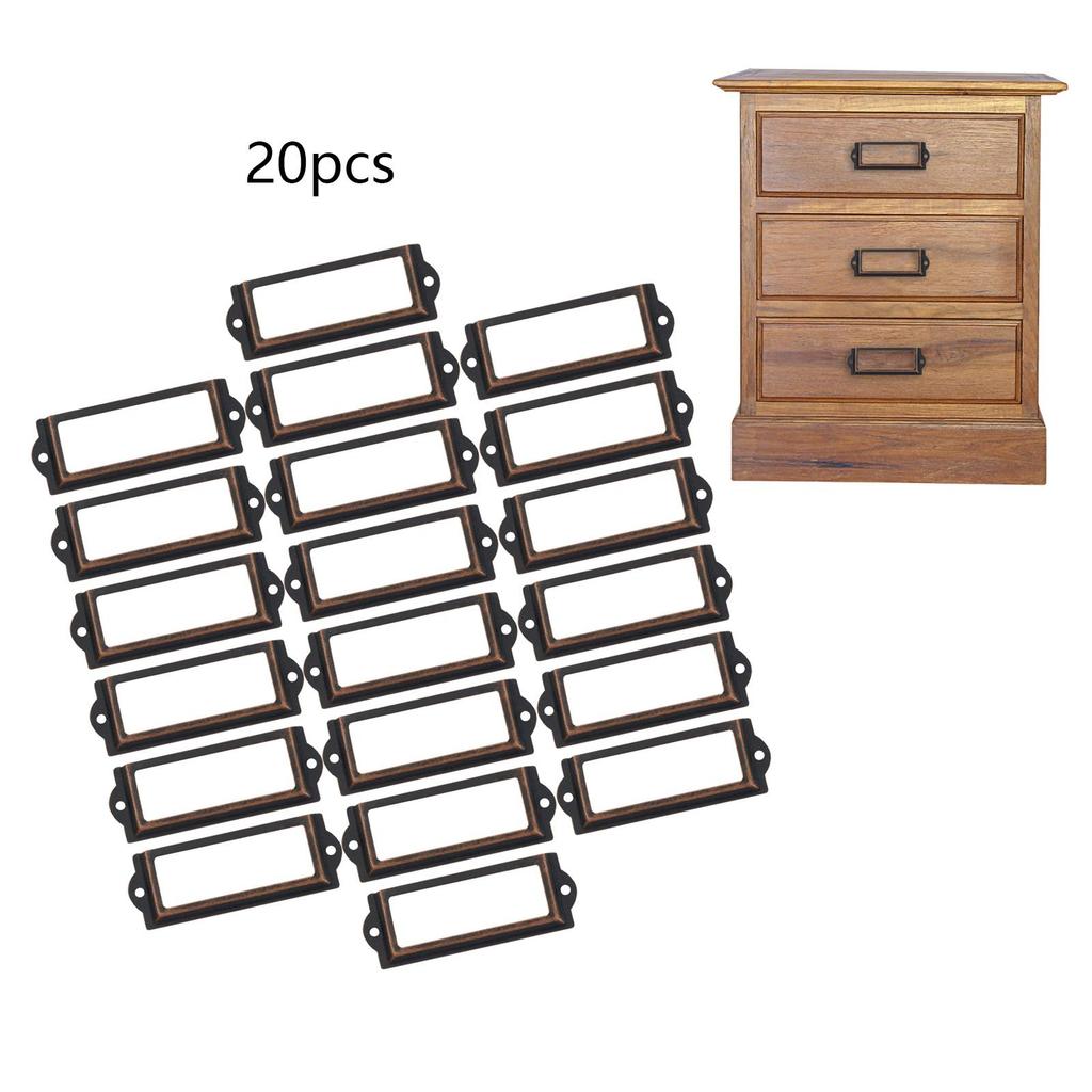 Office Library File Drawer Pull Iron Label Frame Handle for Vintage Cupboard Organizer Storage Box
