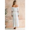 Women Off Shoulder Lace Maxi Dress Holiday Bohemian Style Long Dress with Short Sleeves and Flowy Silhouette for Summer