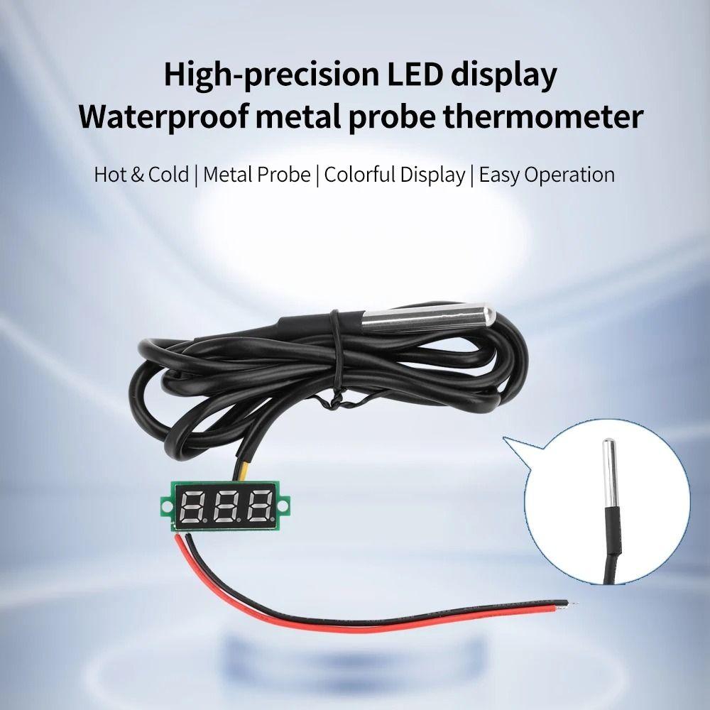 -50℃~125℃ Digital Thermometer Waterproof Metal Probe Temperature Meter LED Display Temperature Sensor Detector Aquarium