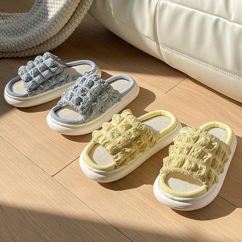 Linen slippers women's four seasons spring and autumn indoor household cotton and linen thick bottom home non-slip slippers