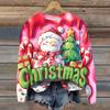 Ladies' Christmas Printed Long Sleeved Round Neck Hoodie Loose Top
