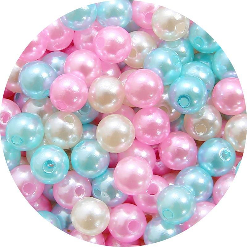 Color Abs Perforated Imitation Pearl Loose Beads Diy Hand-Woven Beaded Bracelet Homemade Jewelry Hair Accessories Material