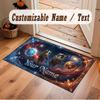Cat Theme Crystal Velvet Floor Rug Personalized Custom Name Text Warm Carpet Home Decoration