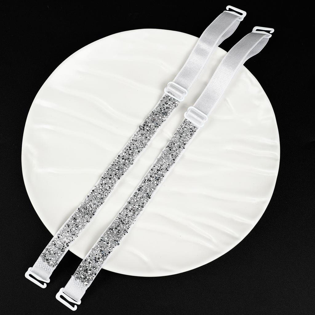 1Pair Elegant Rhinestone Shoulder Strap, Shiny Broken Diamond Shoulder Strap, Removable Decorative Shoulder Strap Female, Adjustable