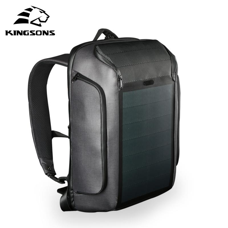 Kingsons Men New Beam Backpack Solar Panel +USB Charging /Anti-theft/Waterproof/for 15.6 Inch Laptop