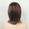 Perucas Castanhas Misturadas para Mulheres Cabelo Sintético Perucas Bob Curtas com Franja Lateral Cabelo Natural Peruca de Mãe Feminina Mechas Resistente ao Calor