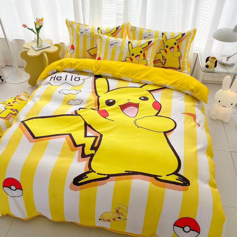 2025 New Cute Pikachu Bedding SetAnime P-Pokemon Quilt Duvet Pillowcase Children Duvet Cover Girls Boys Holiday Gifts