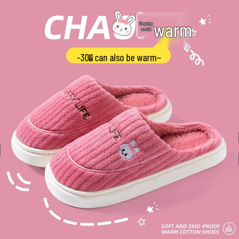 Dámské protiskluzové bavlněné pantofle do interiéru - teplé, s tlustou podrážkou, vhodné na jaro, podzim, zimu a pro muže.