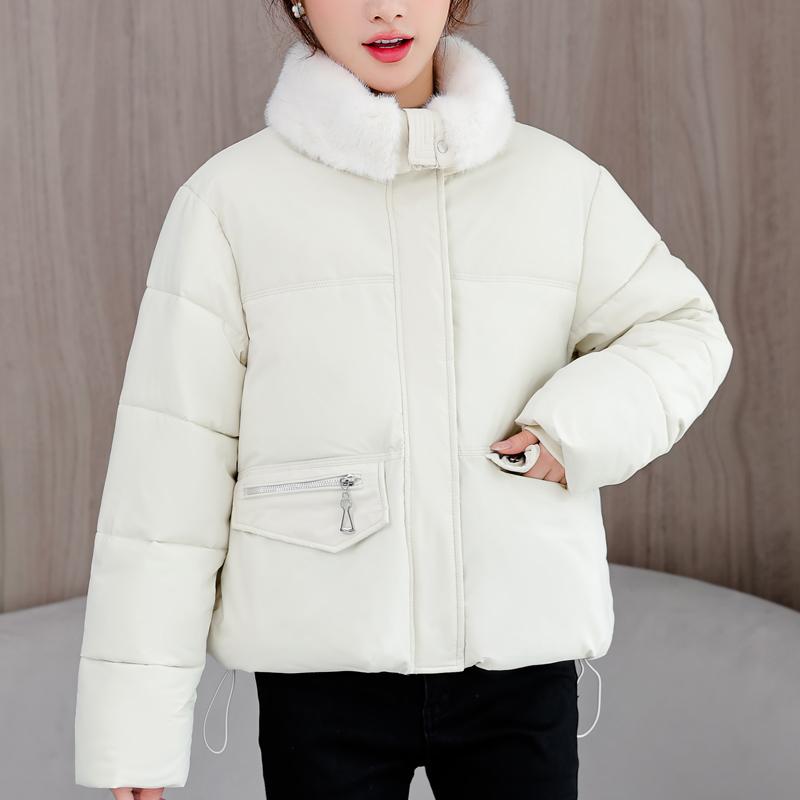 Fashion Women's Winter Jackets Faux Fur Collar Casual Thick Short Parkas Female Warm Coat