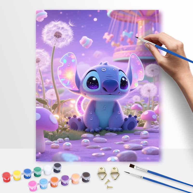 Disney Oil Painting Handmade Diy Stitch and Dandelion Mushroom Dreamland Gifts Home Decorations