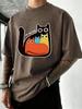 We Are One Cartoon Cats Printing Washed TShirt Men Cotton Summer T Shirts Crewneck Breathable Clothes Loose Man Short Sleeves