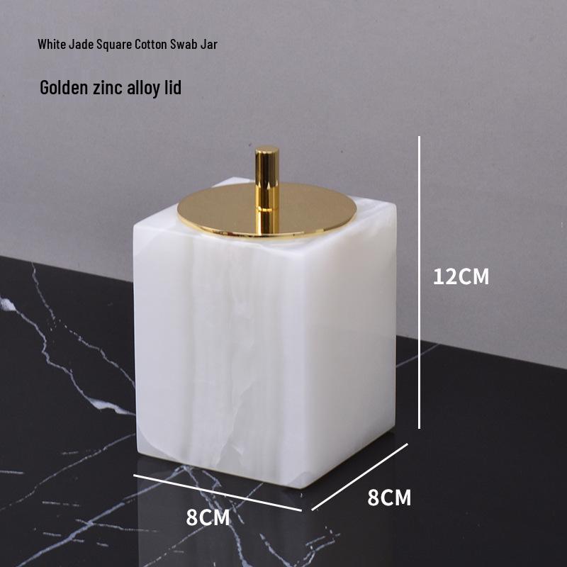 Lux White Jade Bathroom Set: Basin, Tray, Tissue Box, Lotion Dispenser - 4 or 5 Piece Set