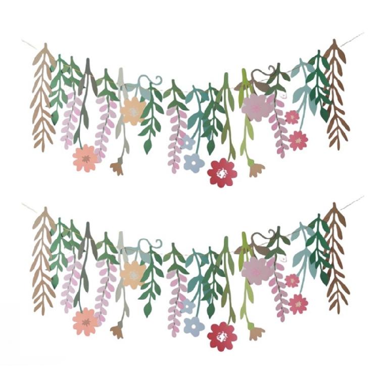 Party Banners Double Sided Leaf Designs Flower Garlands Ornament For School Event Floral Hanging Decoration