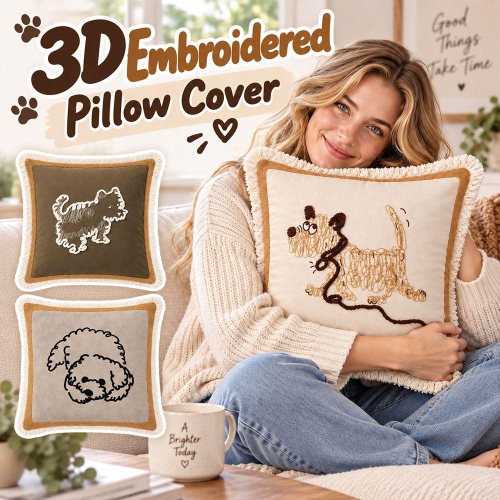 Washable Embroidered Cushion Cover Nordic Style Sofa Cushion Pillow For Living Room