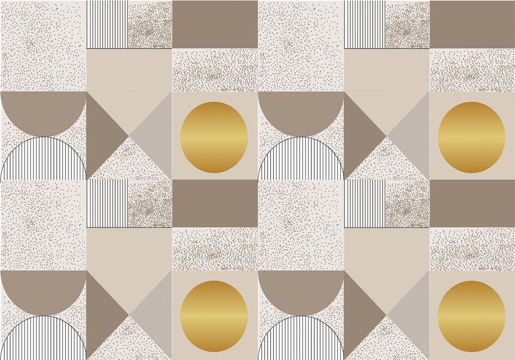 Fototapet - Beige-Gouden Geometrisch Patroon