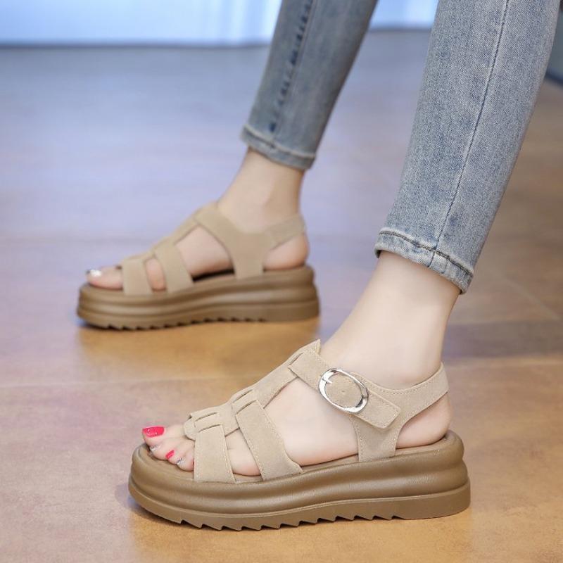 Muffin sole woven fashion sandals women's summer buckle shoes women's sports beach sandals