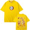 Anime Demon Slayer Rengoku Kyoujurou Double Sided Print T-shirt Summer Men Women Casual Oversized Tshirt Male Vintage T Shirts