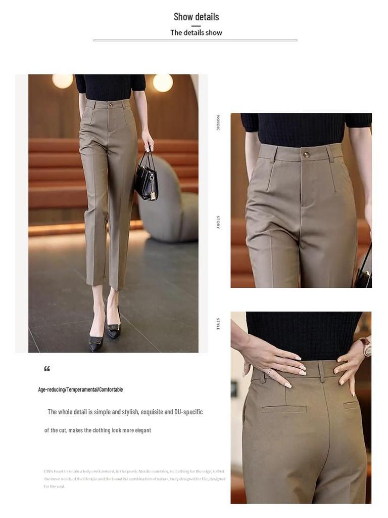 Women's High-Waist Slimming Harem Cigarette Pants - Spring/Autumn 2025 Collection