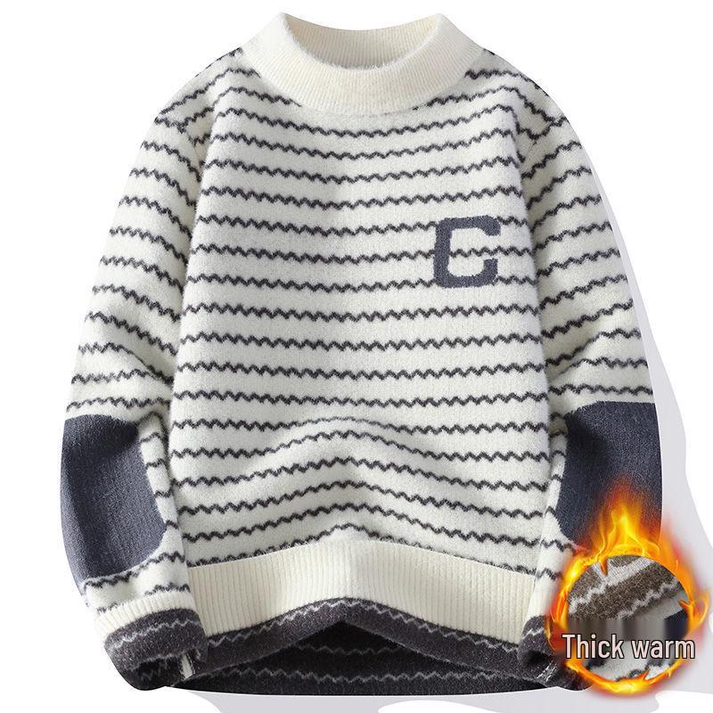 

Men s Mink Cashmere High Neck Sweater - Winter Thickened Knitted Trend M 90-105