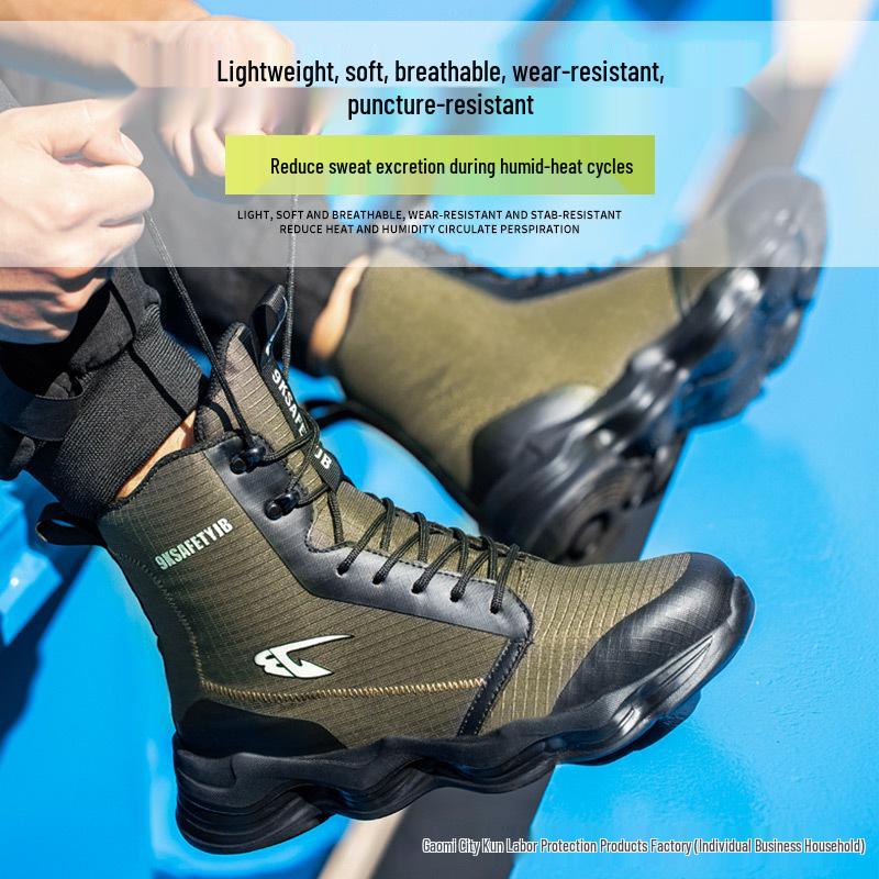 Men's Lightweight Anti-Smash, Anti-Puncture Safety Boots - Comfortable, Breathable, Soft Sole for Long Wear