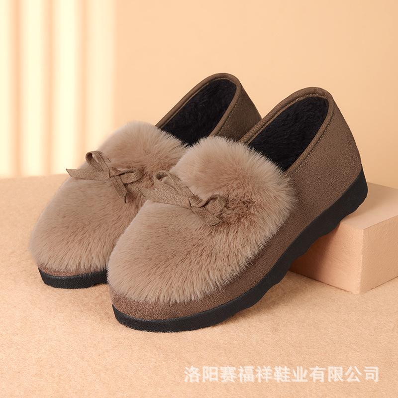 Mao Mao shoes women wear in winter, velvet new thick-soled one-pedal mother, old Beijing elderly, cloth shoes, Doudou cotton shoes