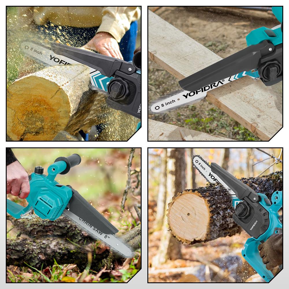 YOFIDRA 8-Inch 4500W Brushless Electric Pruning Saw Cordless Chainsaw for Woodworking Compatible with Makita 18V-21V Battery